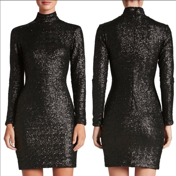 Dress the Population Dresses & Skirts - Dress the Population Black Sequin Mock Neck Dress